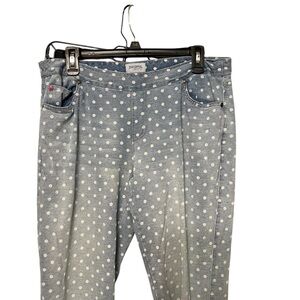 Pajama jeans size large super soft tapered light wash jeans  white polka polka